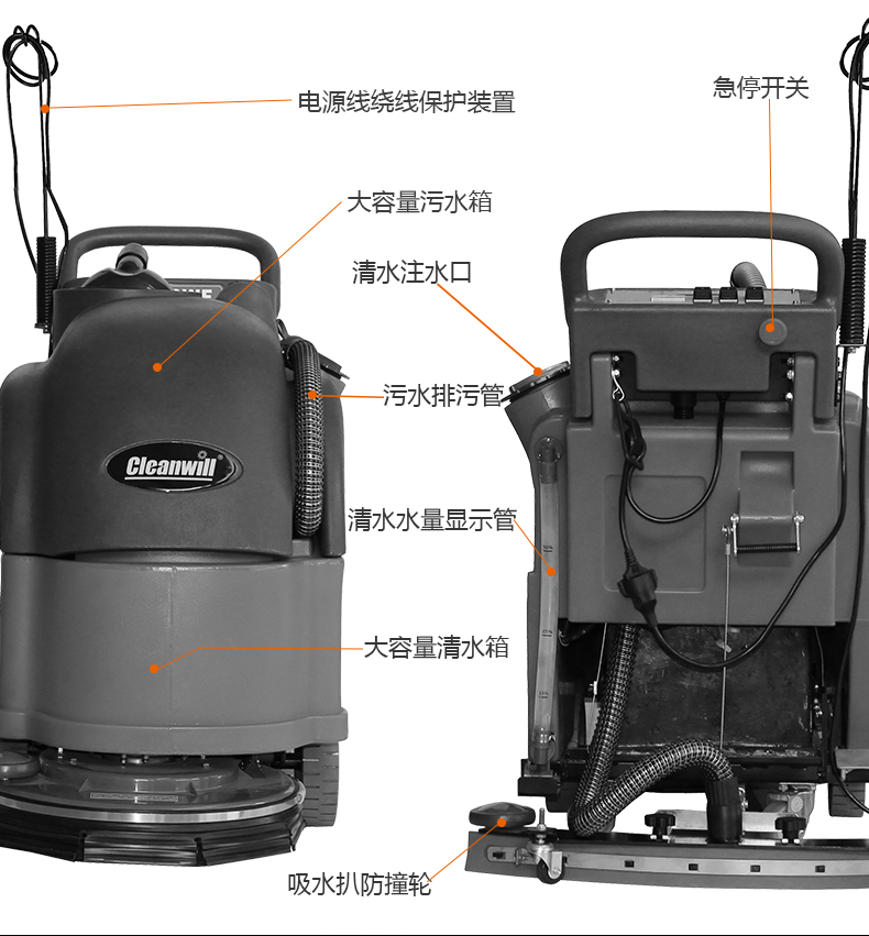 電線式手推洗地機半自動洗地機XD18WF47